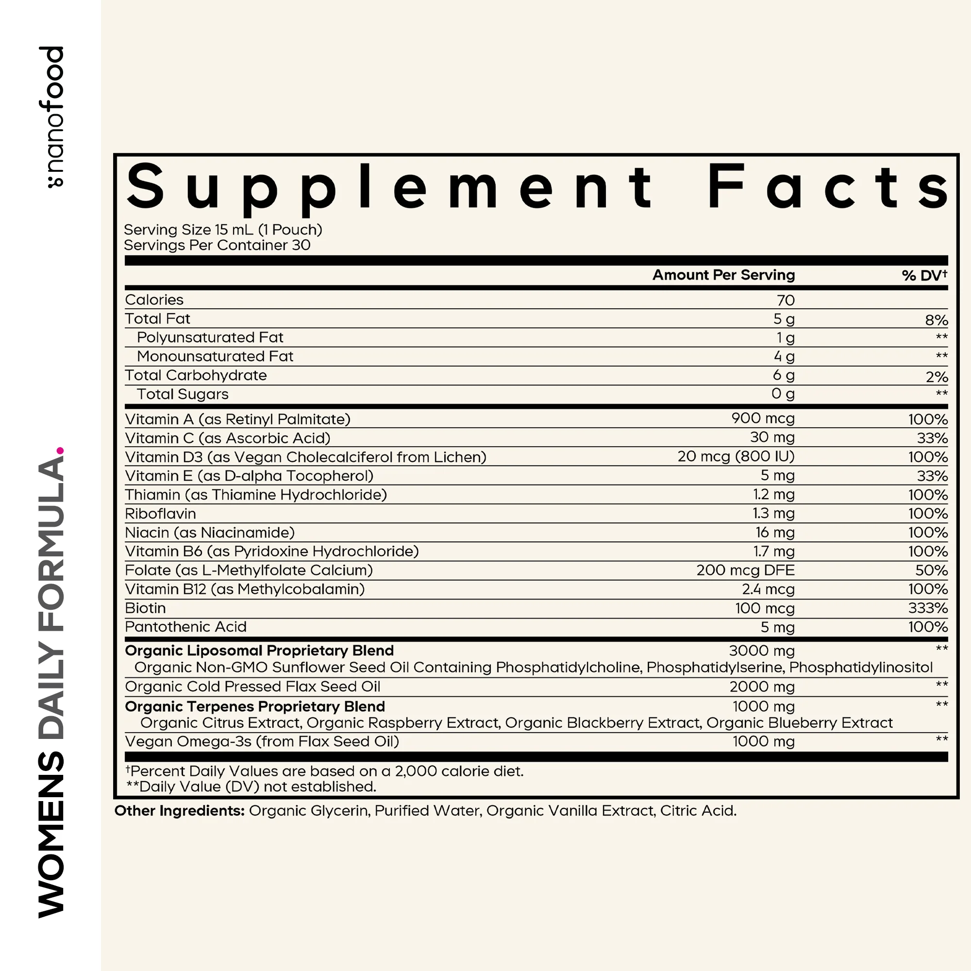 Nanofood Liposomal Women's Daily Multivitamin Liquid Pouch  - Image 4